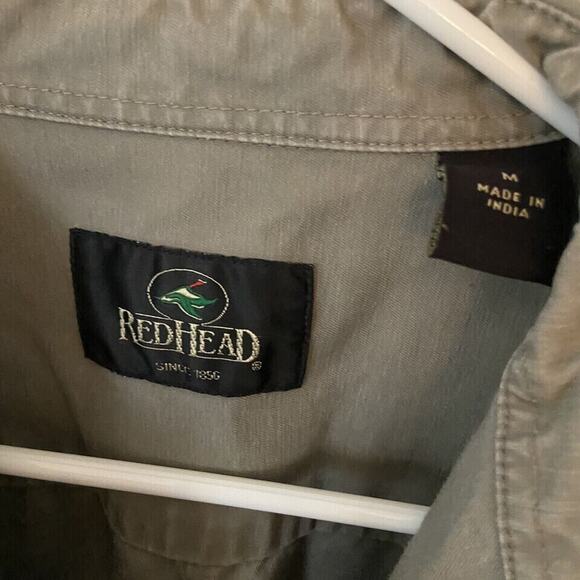 Red Head Camo Green Mens Sz M Button Up Sleeve Padded Shooting Hunting Field - Picture 7 of 13